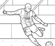 Coloriage Sc&egrave;ne de Mbapp&eacute; jouant pour le PSG
