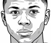 Coloriage Visage de Kylian Mbapp&eacute;