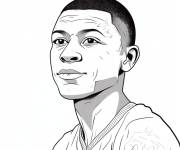 Coloriage Visage du jeune Mbapp&eacute;
