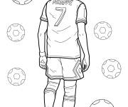 Coloriage Vue arri&egrave;re de Kylian Mbapp&eacute; avec motif avec des ballons