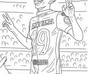 Coloriage Lamine Yamal c&eacute;l&egrave;bre le but