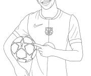 Coloriage et dessins gratuit Lamine Yamal et le ballon de la Ligue des champions à imprimer