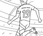 Coloriage Lamine Yamal tire au but