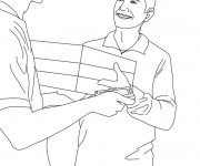 Coloriage et dessins gratuit Le Facteur livre un package à un homme à imprimer