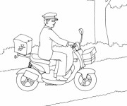 Coloriage Le facteur sur son vélo