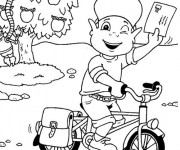 Coloriage Un jeune facteur à vélo