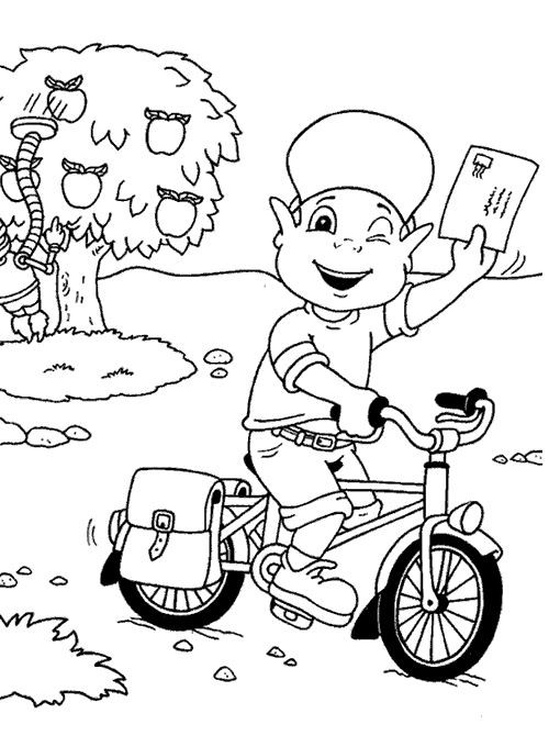 Coloriage et dessins gratuits Un jeune facteur à vélo à imprimer