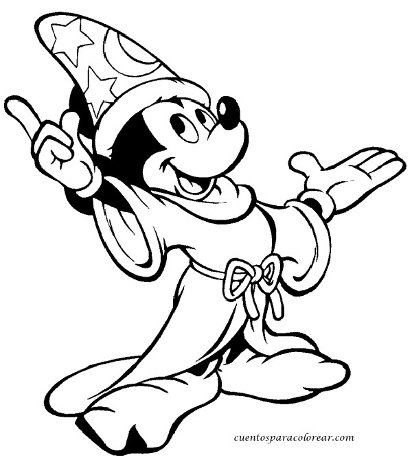 Coloriage et dessins gratuits Fantasia Mickey est un magicien à imprimer