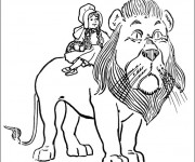 Coloriage Fillette sur Le Lion