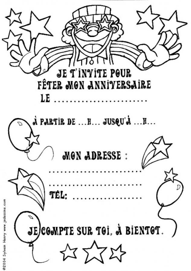 Coloriage Invitation Pour Mon Anniversaire Dessin Gratuit A Imprimer