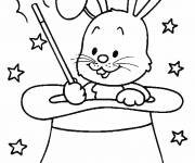 Coloriage et dessins gratuit le lapin dans le chapeau à imprimer