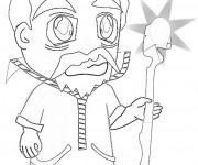 Coloriage Magicien portant son B&acirc;ton magique