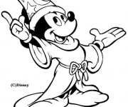 Coloriage Mickey Mouse porte Le  Chapeau de Magicien