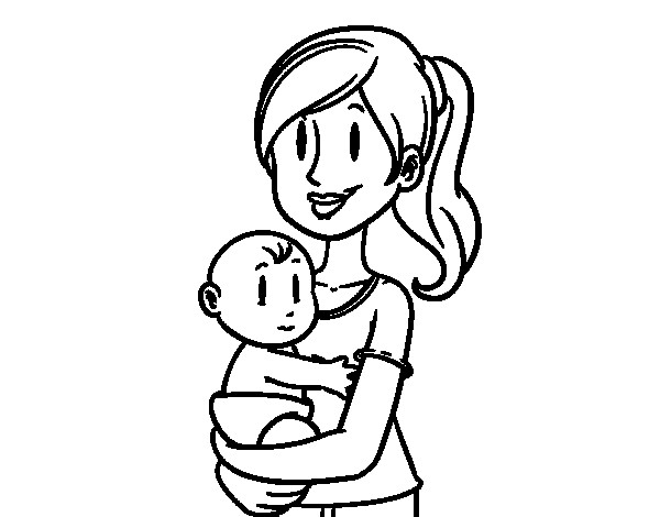 Coloriage Beau Dessin De Maman Et Bebe