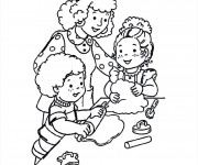 Coloriage Maman à la Cuisinie