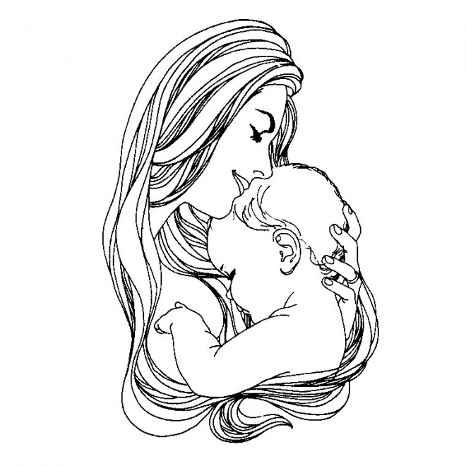 Coloriage Maman Embrasse Son Bebe Dessin Gratuit A Imprimer