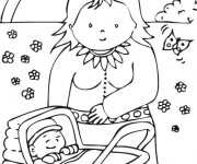 Coloriage Maman et bébé en plein air