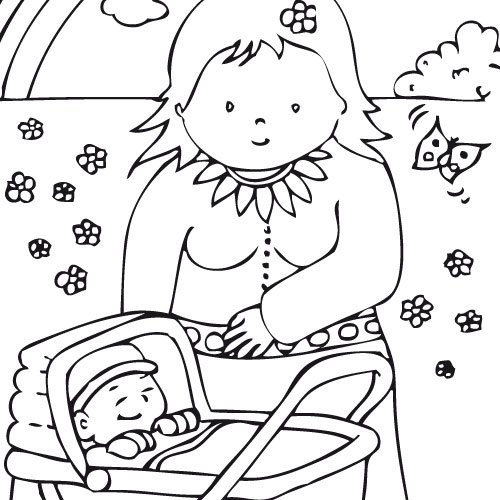 Coloriage Maman Et Bebe En Plein Air