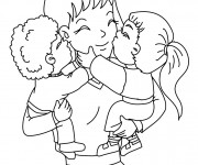 Coloriage Maman et ses enfants