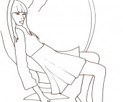 Coloriage Top Model assise dans un fauteille bulle