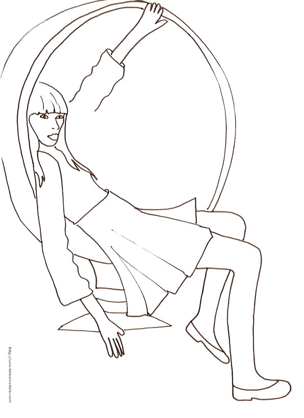 Coloriage et dessins gratuits Top Model assise dans un fauteille bulle à imprimer