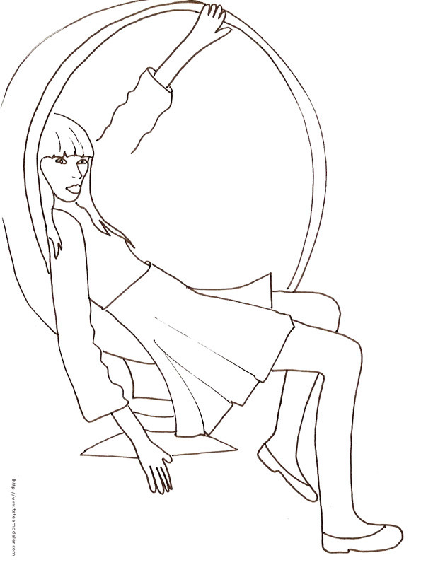 Coloriage Top Model Assise Dans Un Fauteille Bulle