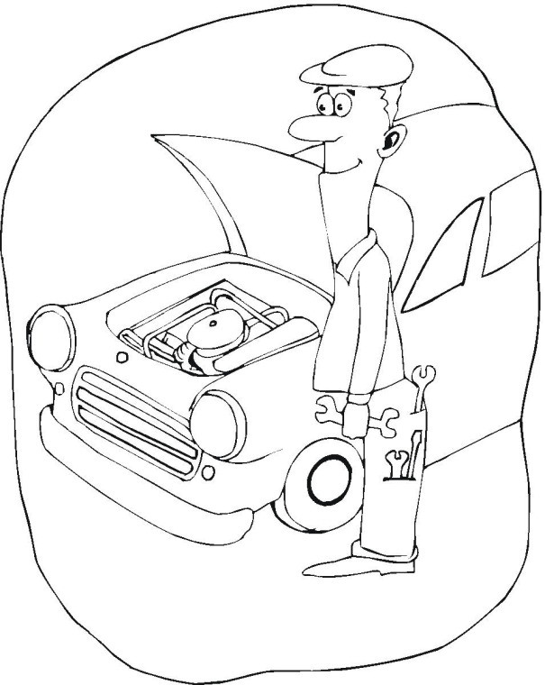 Coloriage et dessins gratuits Mécanicien et la réparation de voiture à imprimer