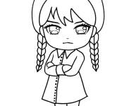 Coloriage et dessins gratuit Chibi Mercredi Addams à imprimer