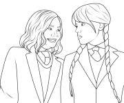 Coloriage Enid avec Mercredi
