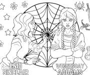 Coloriage Enid Sinclair et Mercredi Addams style cartoon