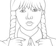 Coloriage La h&eacute;ro&iuml;ne de la s&eacute;rie Mercredi Addams