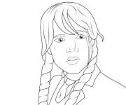 Coloriage La surprise sur le visage de Mercredi Addams