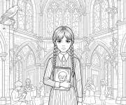 Coloriage Mercredi &agrave; l'Acad&eacute;mie Nevermore