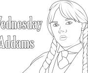 Coloriage Mercredi Addams &agrave; colori