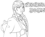 Coloriage Mercredi Addams &agrave; l'&eacute;cole