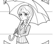 Coloriage Mercredi Addams &agrave; Nevermore