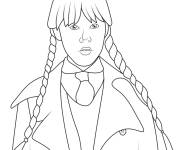 Coloriage Mercredi Addams avec le regard froid