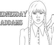 Coloriage Mercredi Addams avec sa main