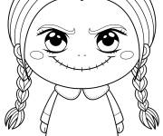 Coloriage Mercredi Addams Chibi effrayant