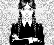 Coloriage Mercredi Addams en col&egrave;re