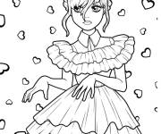 Coloriage Mercredi Addams en dansant