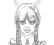 Coloriage Mercredi Addams en mode diabolique
