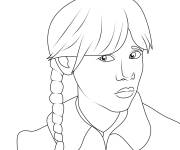 Coloriage Mercredi Addams en noir et blanc