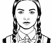 Coloriage Mercredi Addams en portrait
