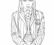 Coloriage Mercredi Addams en uniforme scolaire