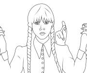 Coloriage Mercredi Addams et Chose