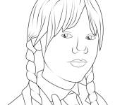 Coloriage Mercredi Addams et le signe d'accord