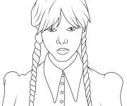 Coloriage Mercredi Addams facile
