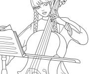 Coloriage et dessins gratuit Mercredi Addams joue du violoncelle à imprimer