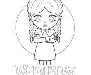 Coloriage Mercredi Addams kawaii